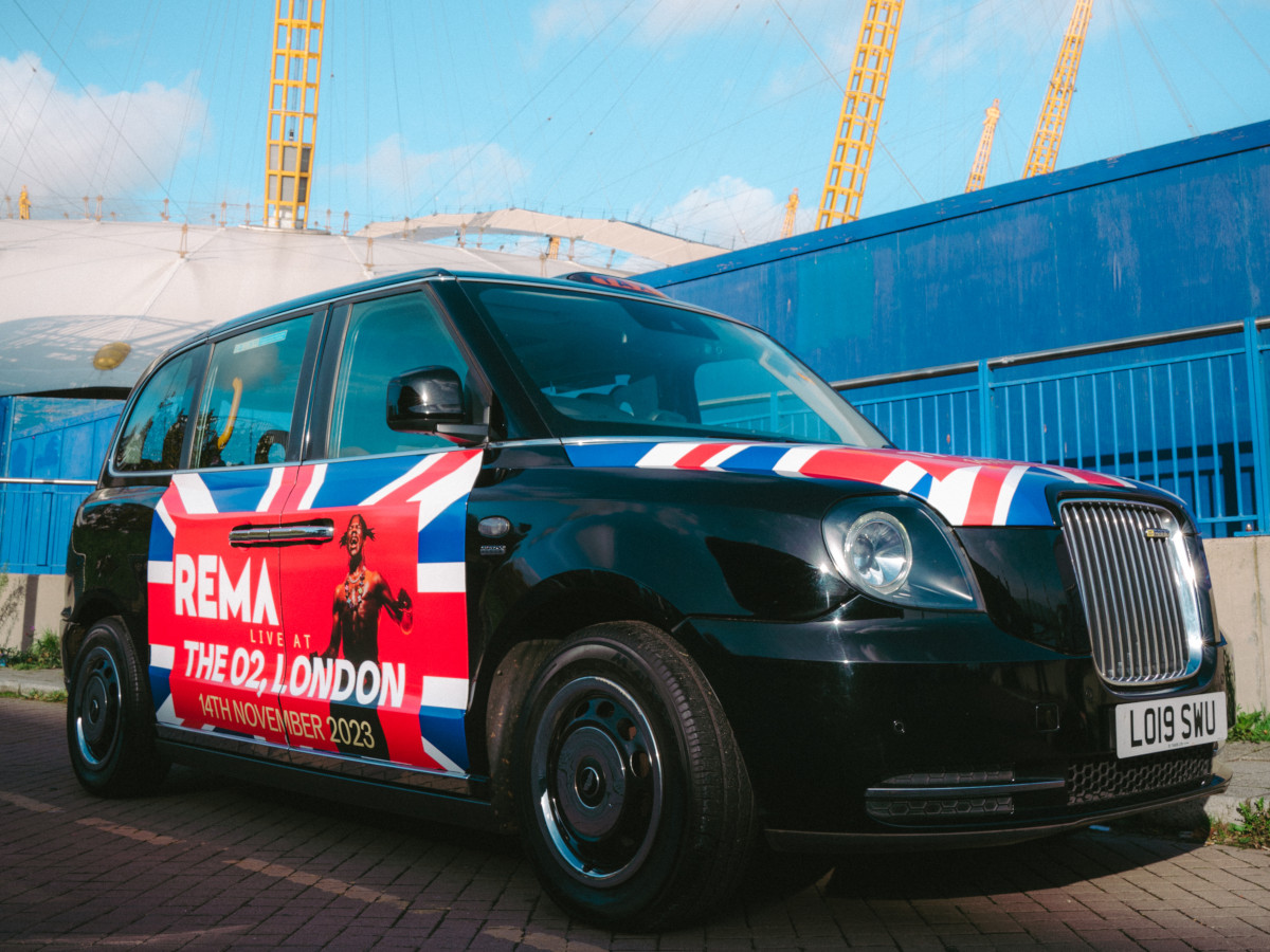 London-cab-hire-Rema-Show-promotion Image