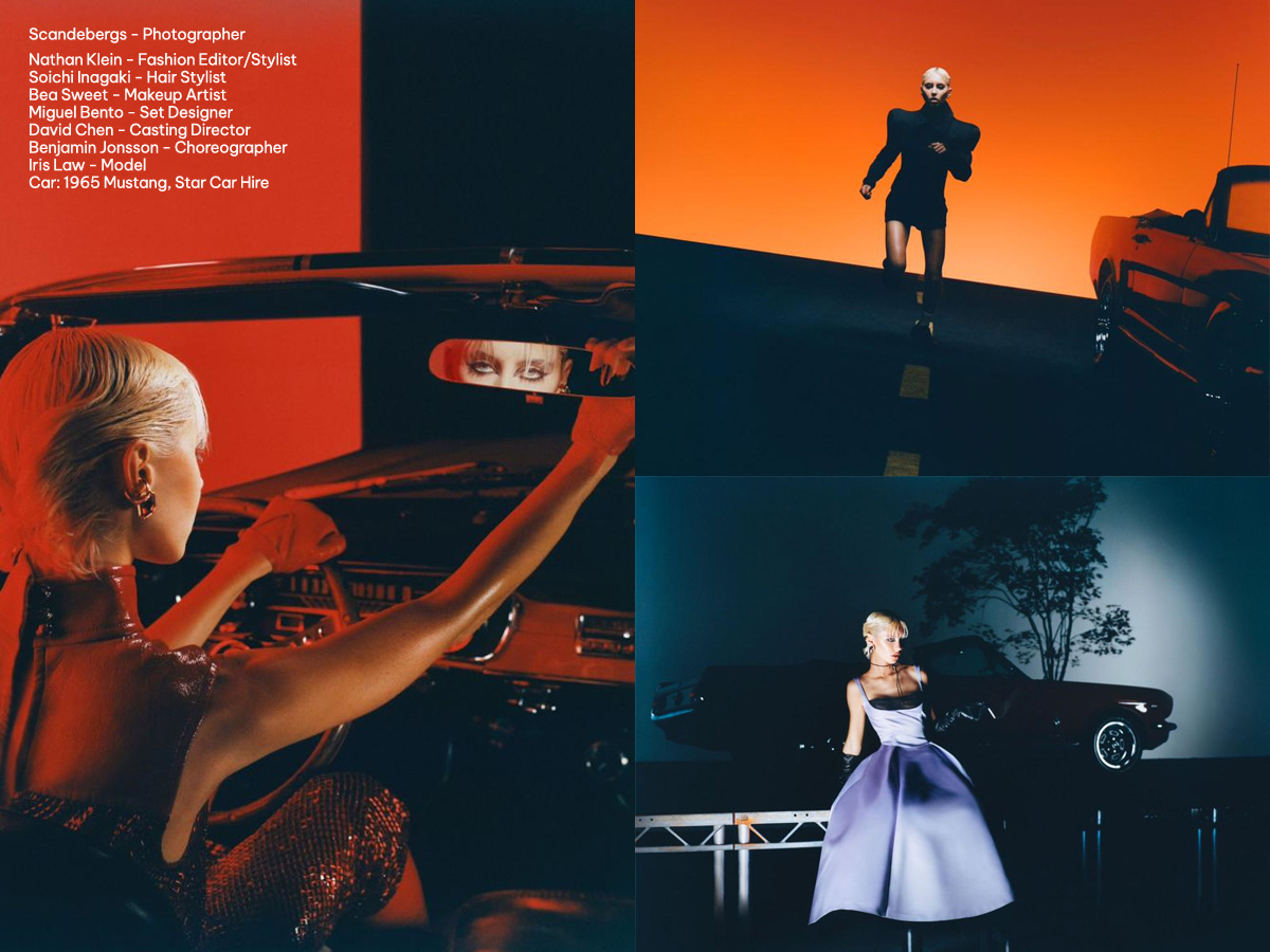 Rouge-Fashion-Book-Photo-Shoot-Iris-Law-Classic-Convertible-Mustang-Hire-London Image